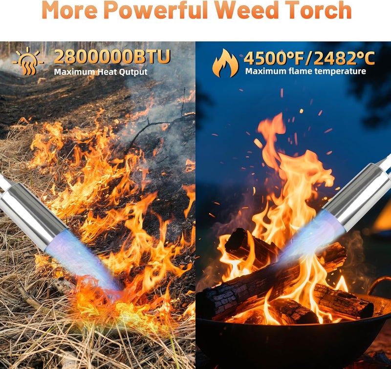 Gusil Propane weed torch, Blow Torch High Output with 14FT hose, Extended detachable blow torch with self-igniter and Turbo Trigger, for Weeding,Roofing,Melting Snow,Road Paint Removing - Image 2